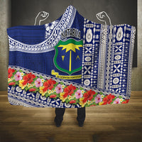Fiji Natabua High School Hooded Blanket Tropical Flower and Tapa Pattern Blue Style LT03 One Size Blue - Polynesian Pride