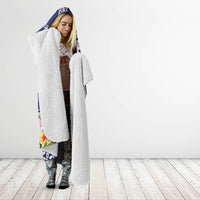 Fiji Natabua High School Hooded Blanket Tropical Flower and Tapa Pattern Blue Style LT03 - Polynesian Pride