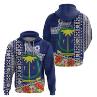 Fiji Natabua High School Zip Hoodie Tropical Flower and Tapa Pattern Blue Style LT03 - Polynesian Pride