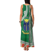 Fiji Natabua High School Family Matching Tank Maxi Dress and Hawaiian Shirt Tropical Flower and Tapa Pattern Green Style LT03 - Polynesian Pride