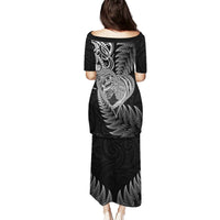 New Zealand Valentine Day Puletasi Aotearoa Warrior and Woman Love Heart Silver Fern Koru LT03 - Polynesian Pride