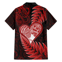 New Zealand Valentine Day Hawaiian Shirt Aotearoa Warrior and Woman Love Story Silver Fern Koru Red Style LT03 - Polynesian Pride