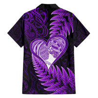New Zealand Valentine Day Family Matching Tank Maxi Dress and Hawaiian Shirt Aotearoa Warrior Love Story Silver Fern Koru Purple Style LT03 - Polynesian Pride