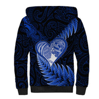 New Zealand Valentine Day Sherpa Hoodie Aotearoa Warrior Love Story Silver Fern Koru Blue Style LT03 - Polynesian Pride