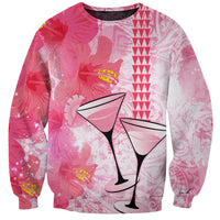 Hawaiian Cocktail Valentine Day Sweatshirt Hibiscus Kakau Pattern Pink Version LT03 Unisex Pink - Polynesian Pride
