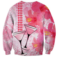 Hawaiian Cocktail Valentine Day Sweatshirt Hibiscus Kakau Pattern Pink Version LT03 - Polynesian Pride