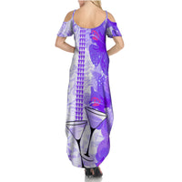 Hawaiian Cocktail Valentine Day Family Matching Summer Maxi Dress and Hawaiian Shirt Hibiscus Kakau Pattern Purple Version LT03 - Polynesian Pride