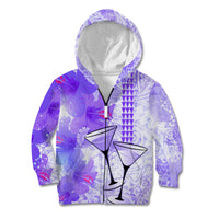 Hawaiian Cocktail Valentine Day Kid Hoodie Hibiscus Kakau Pattern Purple Version LT03 Zip Hoodie Purple - Polynesian Pride