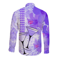 Hawaiian Cocktail Valentine Day Long Sleeve Button Shirt Hibiscus Kakau Pattern Purple Version LT03 - Polynesian Pride