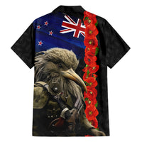 New Zealand Kiwi Soldier ANZAC Family Matching Long Sleeve Bodycon Dress and Hawaiian Shirt Red Poppy Flower and Silver Fern Pattern LT03 - Polynesian Pride