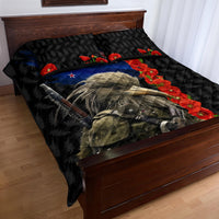 New Zealand Kiwi Soldier ANZAC Quilt Bed Set Red Poppy Flower and Silver Fern Pattern LT03 - Polynesian Pride