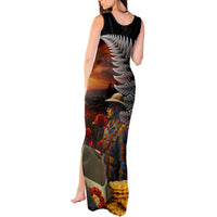 Slouch Hat and Biscuits ANZAC Tank Maxi Dress with Soldier Silver Fern LT03 - Polynesian Pride