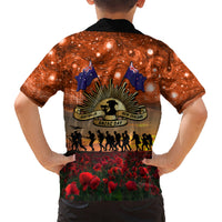 The Rising Sun Badge ANZAC Kid Hawaiian Shirt Last Post Field of Poppy Starry Night Style LT03 - Polynesian Pride