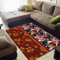Pan-Pacific Festival Area Rug Hawaiian Tribal and Japanese Pattern Together Culture