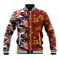 Pan-Pacific Festival Baseball Jacket Hawaiian Tribal and Japanese Pattern Together Culture