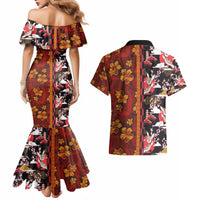 Japanese Culture Hawaii Style Couples Matching Mermaid Dress and Hawaiian Shirt Hawaiian Tribal and Japanese Pattern Together Culture LT03 - Polynesian Pride