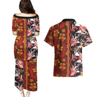 Japanese Culture Hawaii Style Couples Matching Puletasi and Hawaiian Shirt Hawaiian Tribal and Japanese Pattern Together Culture LT03 - Polynesian Pride