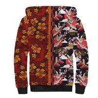 Japanese Culture Hawaii Style Sherpa Hoodie Hawaiian Tribal and Japanese Pattern Together Culture LT03 - Polynesian Pride