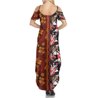 Japanese Culture Hawaii Style Summer Maxi Dress Hawaiian Tribal and Japanese Pattern Together Culture LT03 - Polynesian Pride