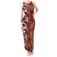 Japanese Culture Hawaii Style Tank Maxi Dress Hawaiian Tribal and Japanese Pattern Together Culture LT03 Women Red - Polynesian Pride