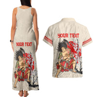 Personalised Pan-Pacific Festival Couples Matching Tank Maxi Dress and Hawaiian Shirt Japanese Samurai with Hawaiian Pattern