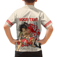Personalised Pan-Pacific Festival Kid Hawaiian Shirt Japanese Samurai with Hawaiian Pattern