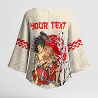 Personalised Japanese Culture Hawaii Style Kimono Sleeve Blouse Japanese Samurai with Hawaiian Pattern LT03 - Polynesian Pride