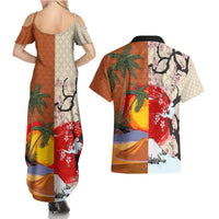 Japanese Culture Hawaii Style Couples Matching Summer Maxi Dress and Hawaiian Shirt Mauna Kea and Fuji Mountains LT03 - Polynesian Pride