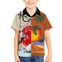 Pan-Pacific Festival Kid Hawaiian Shirt Mauna Kea and Fuji Mountains