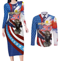 Philippines and United States Semiquincentennial Couples Matching Long Sleeve Bodycon Dress and Long Sleeve Button Shirt Eagle and National Flag Style LT03 Multicolor - Polynesian Pride
