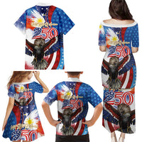 Philippines and United States Semiquincentennial Family Matching Puletasi and Hawaiian Shirt Eagle and National Flag Style LT03 - Polynesian Pride