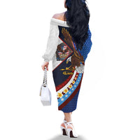 American Samoa and United States Semiquincentennial Family Matching Off The Shoulder Long Sleeve Dress and Hawaiian Shirt Bald Eagle with National Flag Style LT03 - Polynesian Pride