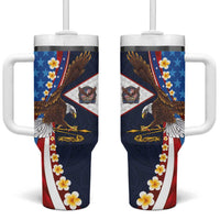 American Samoa and United States Semiquincentennial Tumbler With Handle Bald Eagle with National Flag Style