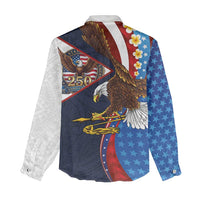 American Samoa and United States Semiquincentennial Women Casual Shirt Bald Eagle with National Flag Style