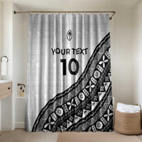 Custom Fijian Rugby Bathroom Set Tapa Pattern and Palm Tree Tribal