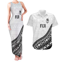 Custom Fijian Rugby Couples Matching Tank Maxi Dress and Hawaiian Shirt Tapa Pattern and Palm Tree Tribal