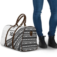 Custom Fijian Rugby Travel Bag Tapa Pattern and Palm Tree Tribal