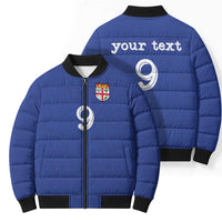 Custom Fijian Football Bomber Puffer Jacket Tapa Pattern and Shark Tribal