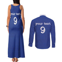 Custom Fijian Football Couples Matching Tank Maxi Dress and Long Sleeve Button Shirt Tapa Pattern and Shark Tribal LT03 - Polynesian Pride