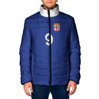 Custom Fijian Football Padded Jacket Tapa Pattern and Shark Tribal