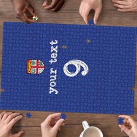 Custom Fijian Football Puzzle Tapa Pattern and Shark Tribal