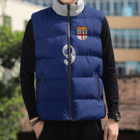 Custom Fijian Football Sleeveless Puffer Jacket Tapa Pattern and Shark Tribal