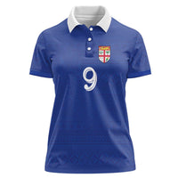 Custom Fijian Football Women Polo Shirt Tapa Pattern and Shark Tribal