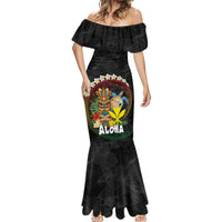 Aloha Hawaii Mermaid Dress Kanaka Maoli with Polynesian Spiral Plumeria