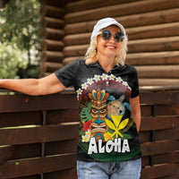 Aloha Hawaii Women Polo Shirt Kanaka Maoli with Polynesian Spiral Plumeria LT03 - Polynesian Pride
