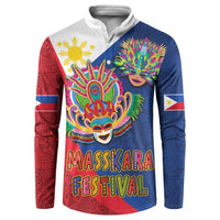 Philippines MassKara Button Sweatshirt Filipino Carnival Mask and Polynesian Pattern
