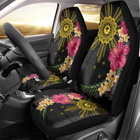 Hawaii and Philippines Together Car Seat Cover Hibiscus Flower and Sun Badge Polynesian Pattern Coloful