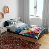 New Zealand Merry Christmas Bedding Set Kiwi Birds Snow Boarding-Vibrant Tropical Flower - Polynesian Pride