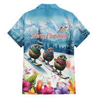 New Zealand Merry Christmas Family Matching Off Shoulder Maxi Dress and Hawaiian Shirt Kiwi Birds Snow Boarding-Vibrant Tropical Flower - Polynesian Pride