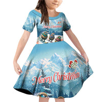 New Zealand Merry Christmas Family Matching Off Shoulder Short Dress and Hawaiian Shirt Kiwi Birds Snow Boarding-Vibrant Tropical Flower - Polynesian Pride